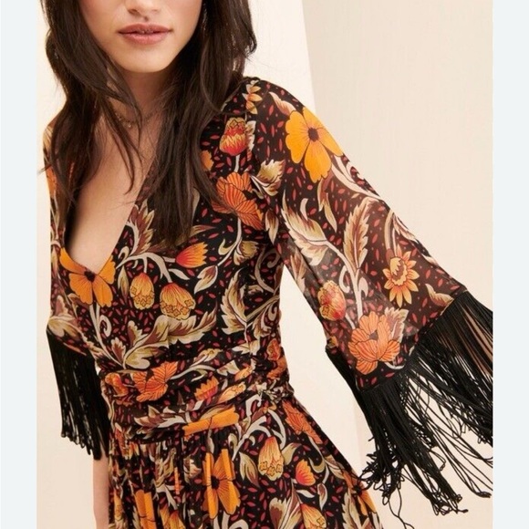 Anthropologie Verb by Pallavi Singhee Fringe Mini Dress Women’s Large Whimsygoth - Picture 2 of 11